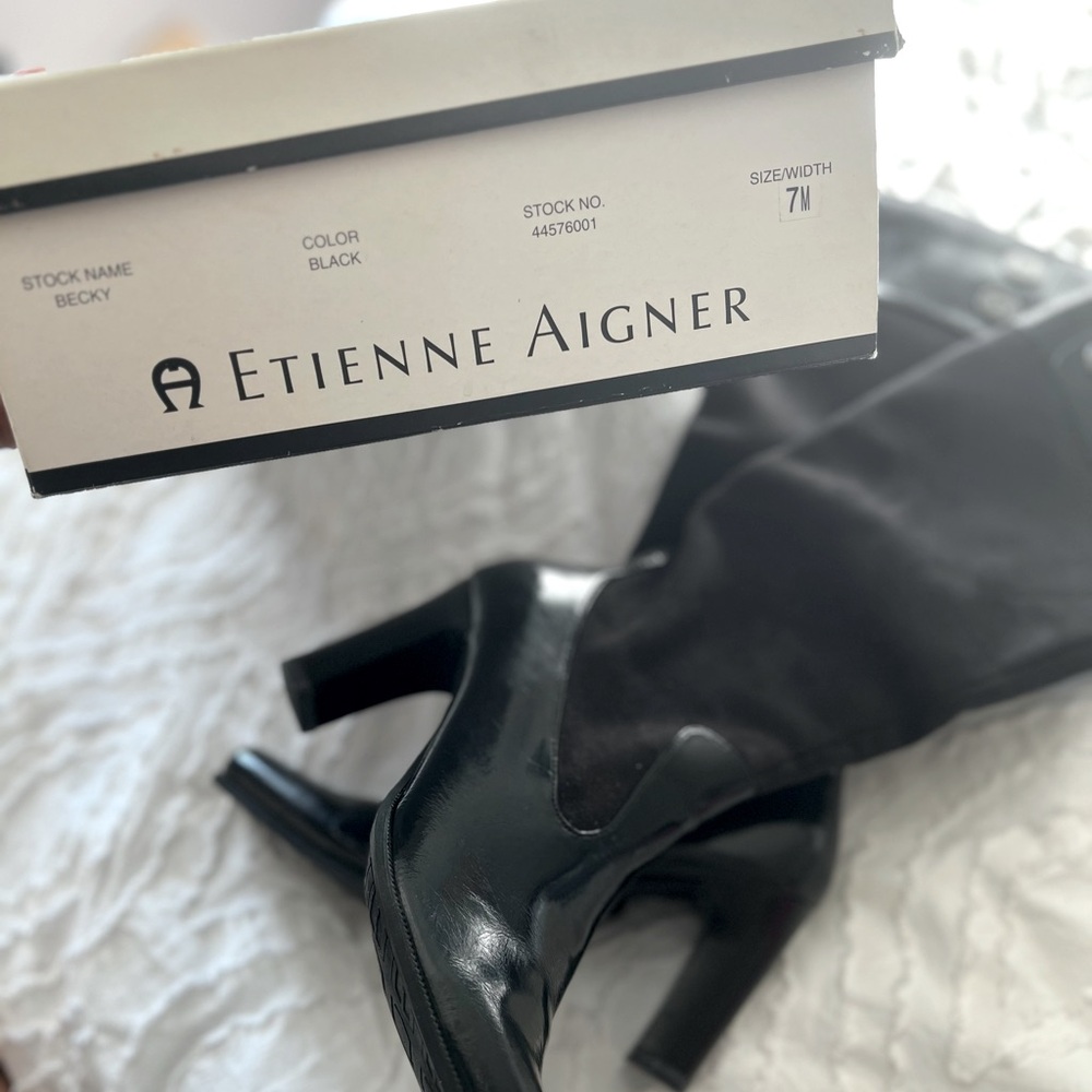 Etienne Aigner Black Heeled Boots - Picture 4 of 5